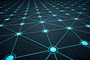 Network Connections Grid with Blue Lines and Nodes on Dark Background