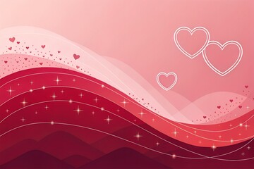 Romantic Pink Background with Hearts and Sparkles