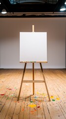 Tone Emotion Energy Dramatic Empty Canvas on a Wooden Easel in a Bright Art Studio Space
