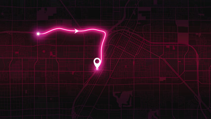 Purple Las Vegas Road Map Vector Illustration with GPS Navigation Style