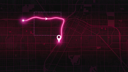 Purple Las Vegas Road Map Vector Illustration with GPS Navigation Style