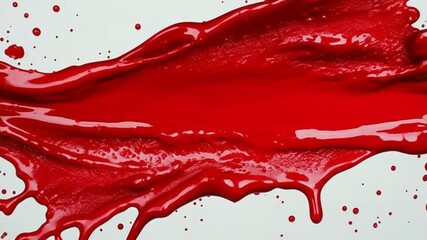 Dynamic red liquid splashing energetically across a clean surface - Powered by Adobe