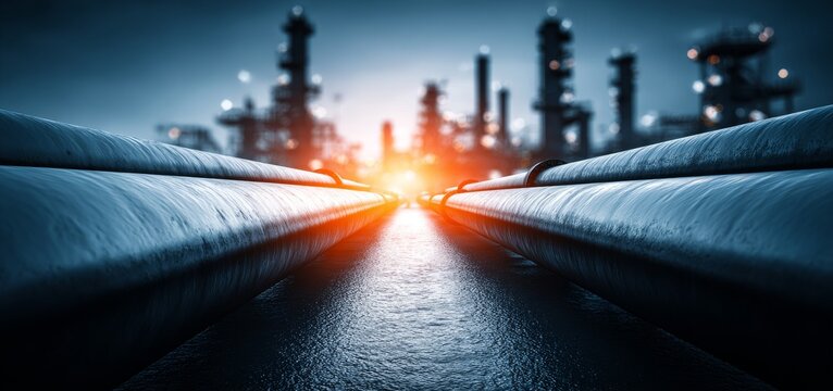 Under a bright sky, green industrial pipes at a clean energy plant carry gas or liquid. The infrastructure for future power generation and alternative fuel solutions is evident