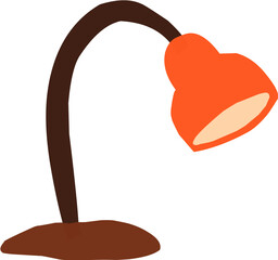 Hand drawn cute cartoon desk lamp, reading light on bedside