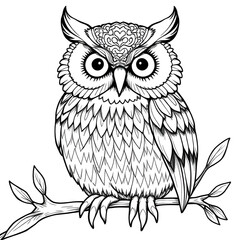 owl, bird, drawing, art, illustration, sketch, handdrawn, lineart, outline, pencil, ink, doodle, wildlife, animal, nature, nocturnal, night, forest, wisdom, smart, cute, cartoon, simple, minimal, deta