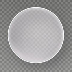 Glassmorphism UI design element circle frame isolated on transparent background. Frosted glass shapes for web, app, button, banner, social media, design projects