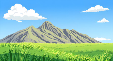 green, grass, blue, sky, landscape, cartoon, nature, outdoor, meadow, field, hills, countryside, rural, scenery, background, sunny, daylight, spring, summer, fresh, bright, peaceful, calm, serene, cut