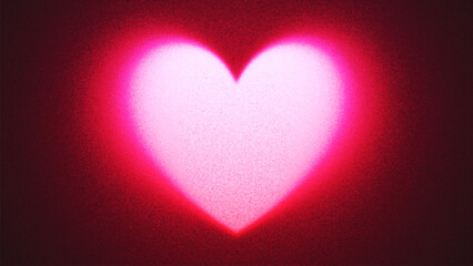 Dreamy glowing pink heart with grainy texture created from thousands of individual dots. Symbol of love and passion for Valentine&rsquo;s Day, greeting card, romantic promotion, social media content. Vector