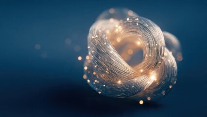 Abstract fiber optic knot with glowing lights