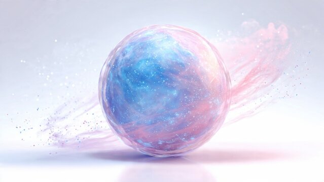 Abstract Cosmic Sphere with Pink and Blue Hues