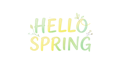 Hello Spring text with floral design