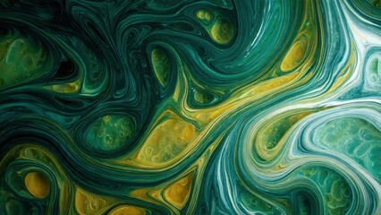 Swirling Green and Gold Abstract Pattern