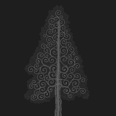 Stylised pine tree illustration; floral conifer icon
