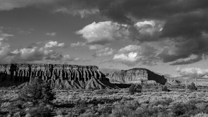 Capitol Reef National Park near Torrey Utah. A dramatic 16X9 Black and White of the terrain of Capitol Reef National Park