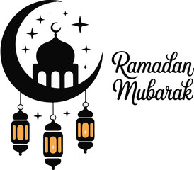 Ramadan Kareem mosque crescent star
