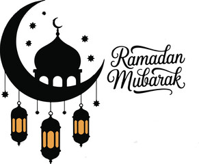 ramadan kareem calligraphy lettering ramadhan greeting text for ramzan mubarak with lantern islamic pattern background
