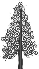 Stylised pine tree illustration; floral conifer icon
