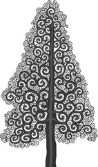 Stylised pine tree illustration; floral conifer icon
