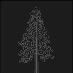 Stylised pine tree illustration; floral conifer icon
