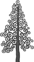 Stylised pine tree illustration; floral conifer icon
