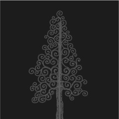 Stylised pine tree illustration; floral conifer icon

