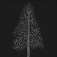 Stylised pine tree illustration; floral conifer icon
