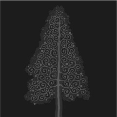 Stylised pine tree illustration; floral conifer icon
