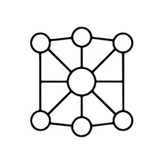 Distributed AI Network Single-Stroke Outline Vector Icon