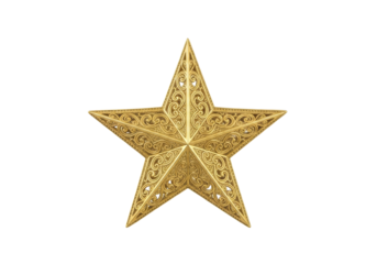 golden ornate star decoration with filigree pattern