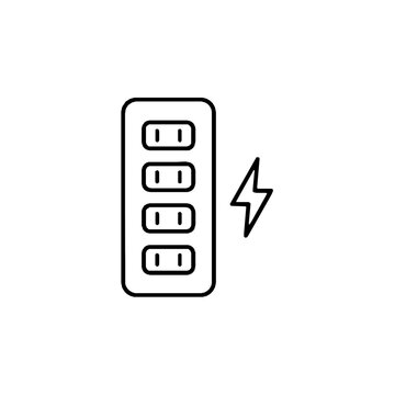 Server Rack Power Delivery Unit PDU Single Line Outline Icon Vector