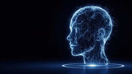 Abstract Human Head Silhouette Neural Network Technology Design