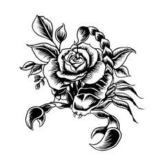 Scorpion with Rose Vector Art, Dangerous Beauty SVG