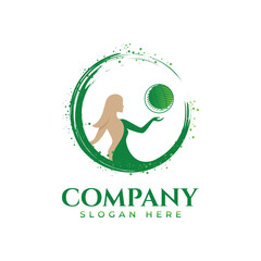 Silhouette women with globe in hand on the white background