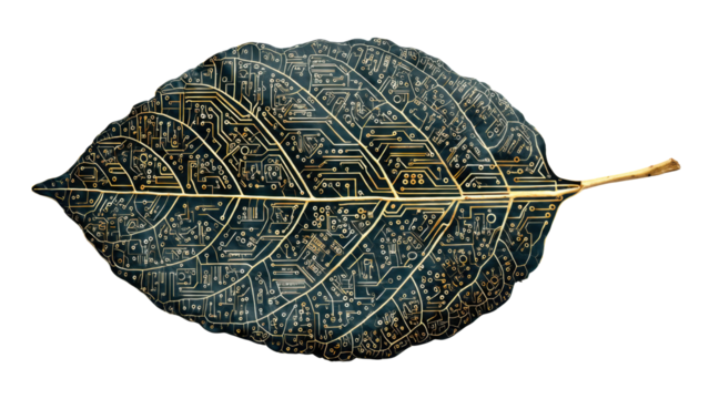 Circuit Board Leaf - Powered by Adobe