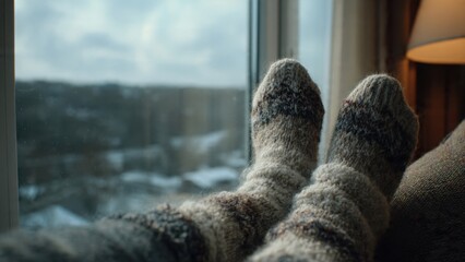 Cozy Socks by the Window on a Winter Day