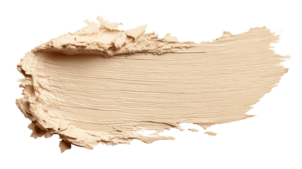 Beige cosmetic foundation or concealer makeup swatch showcasing creamy skincare product texture, perfect for beauty product advertisement, isolated swatch on transparent background