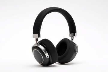 Studio shot of modern wireless headphones on a head form with clean white backdrop