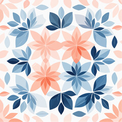 Fototapeta premium Abstract geometric florals filled with watercolor navy + peach gradients beautiful seamless pattern