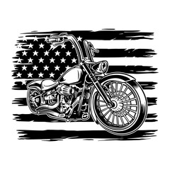 American Biker Motorcycle with Flag Vector Art, Patriotic Ride SVG