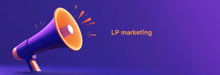 3D Illustration of "LP Marketing" Logo with Megaphone