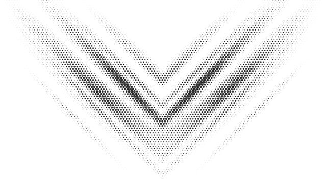 Multiple Layered V Shape Halftone Pattern with Symmetrical Geometric Lines and Monochrome Graphic Design Vector Illustration