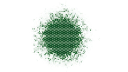 Green Hexagonal Cell Halftone Sphere with Abstract Digital Mosaic Texture Vector Illustration