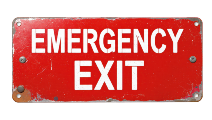 Distressed red emergency exit sign