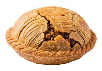 golden round pie with braided edge and cracked top