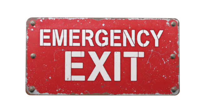 Distressed Emergency Exit Sign - Powered by Adobe