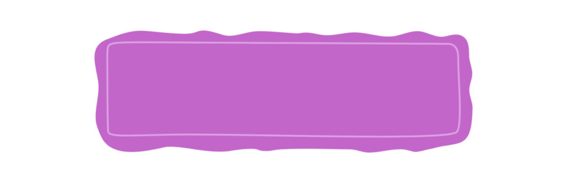 Wavy hand drawn rectangle quote frame in purple shade. Organic box shape as card template for banner and label, creative doodle style. Modern background for highlight and display. - Powered by Adobe