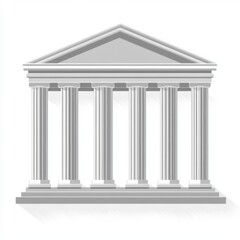 Obraz premium Classic ancient Greek temple with columns isolated on white background.