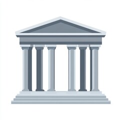 Obraz premium Classic ancient Greek temple with columns isolated on white background.