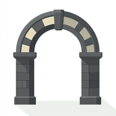 Fototapeta premium Ancient stone arch entrance icon isolated on white background.