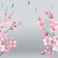 Fototapeta premium Sakura rain watercolor pattern, pink washes blending into mist gray backgrounds seamless pattern
